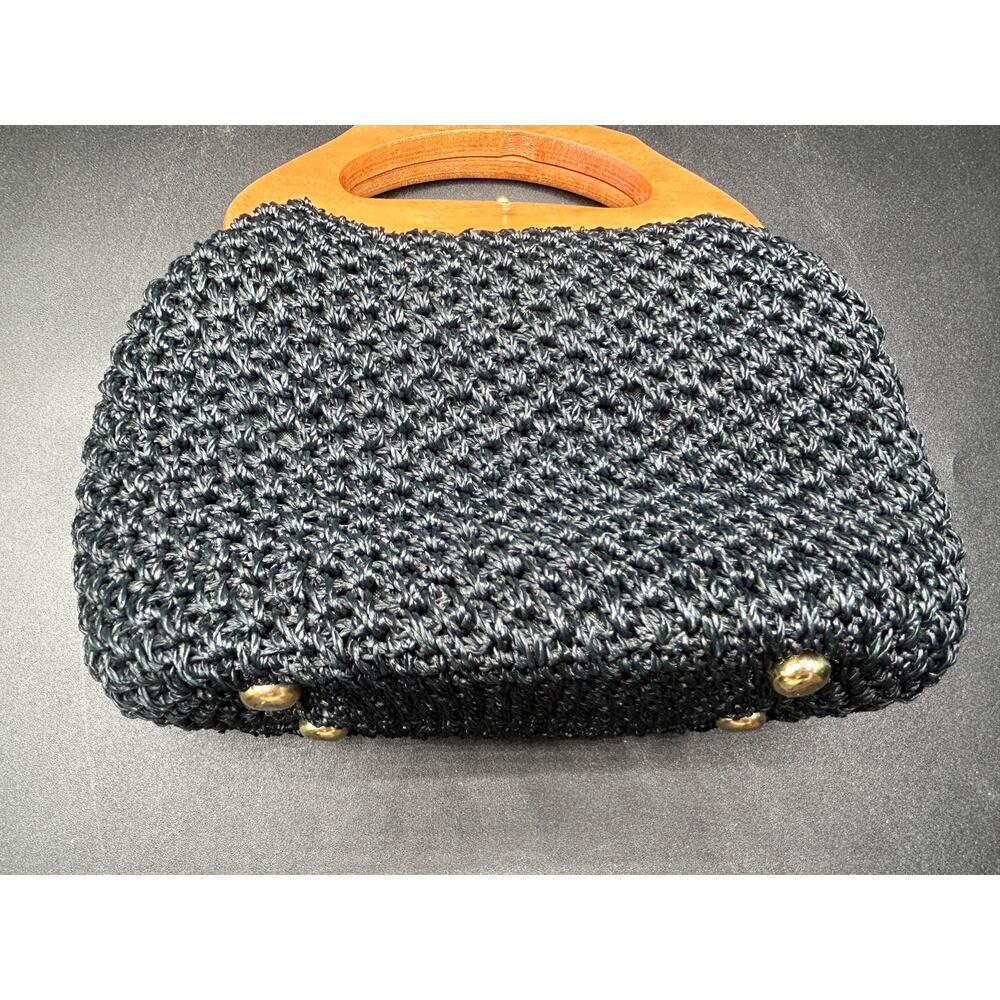 Vintage Black Woven Handbag Purse